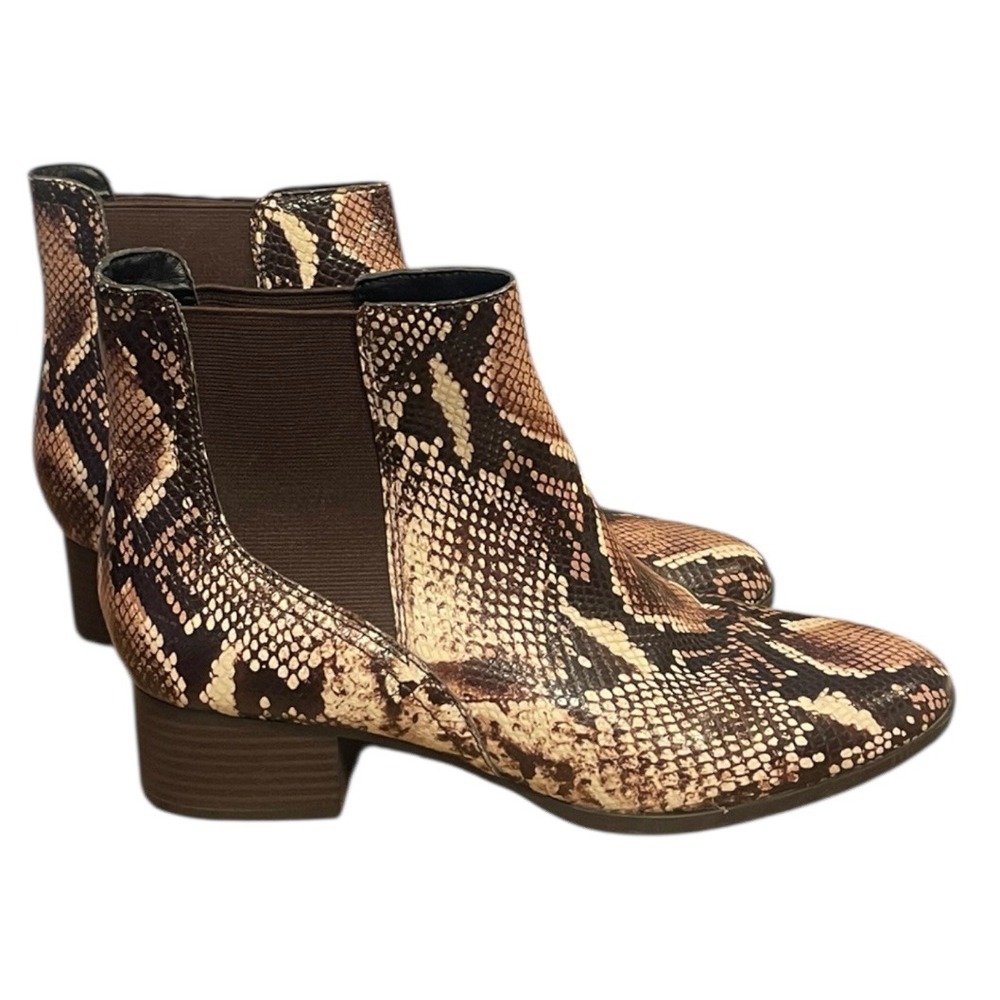 Alex Marie Snake Print Ankle Boots Women's Size 8M Block Heel Chelsea Booties - Picture 4 of 5